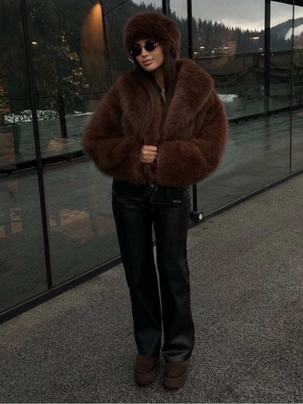 Zara Chocolate Brown Teddy Faux-Fur Jacket